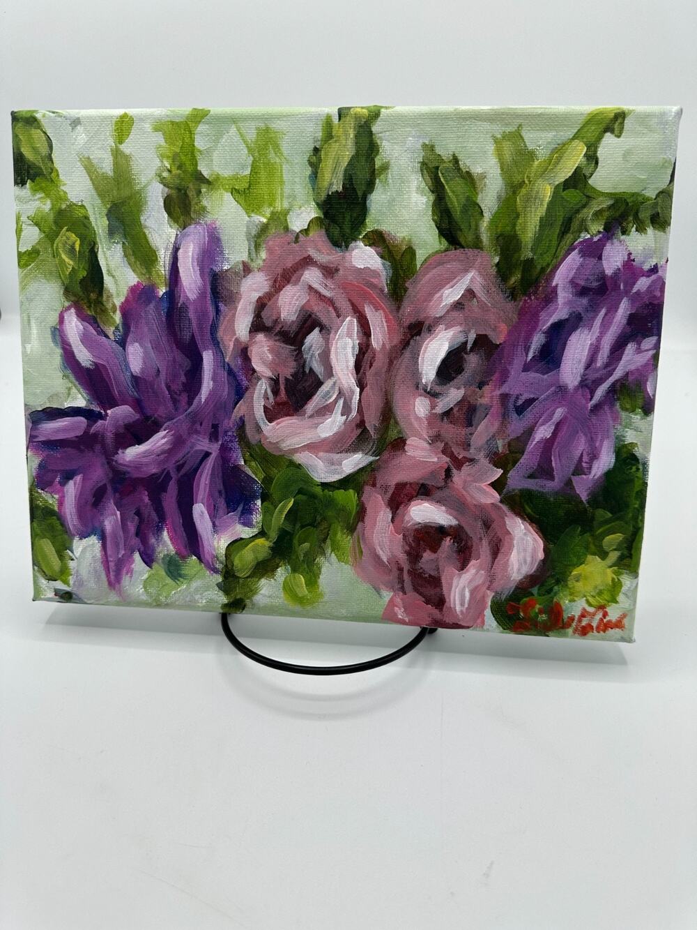 Original Acrylic Floral Painting Wall Art 8 X 10 Signed
